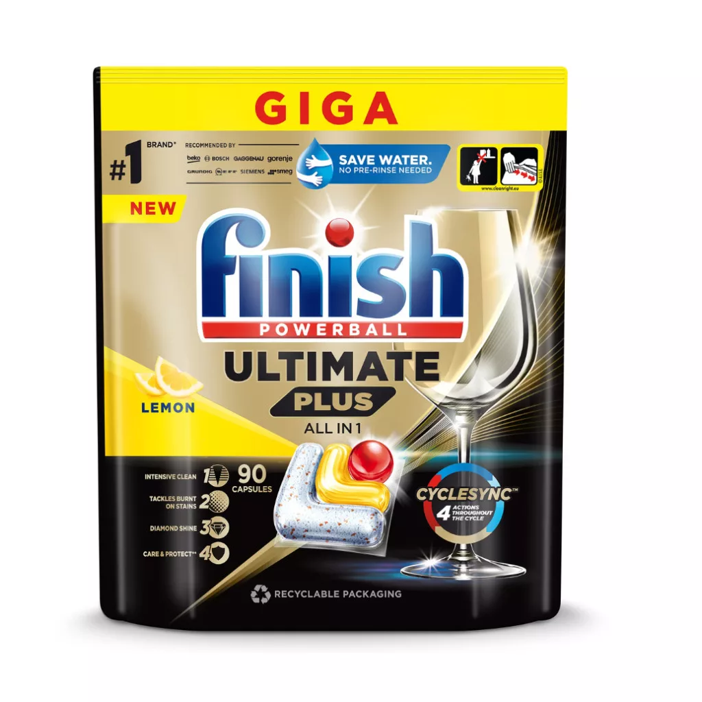 Finish Powerball Ultimate Plus All in 1 mosogatógép-kapszula, lemon (2x90 db)