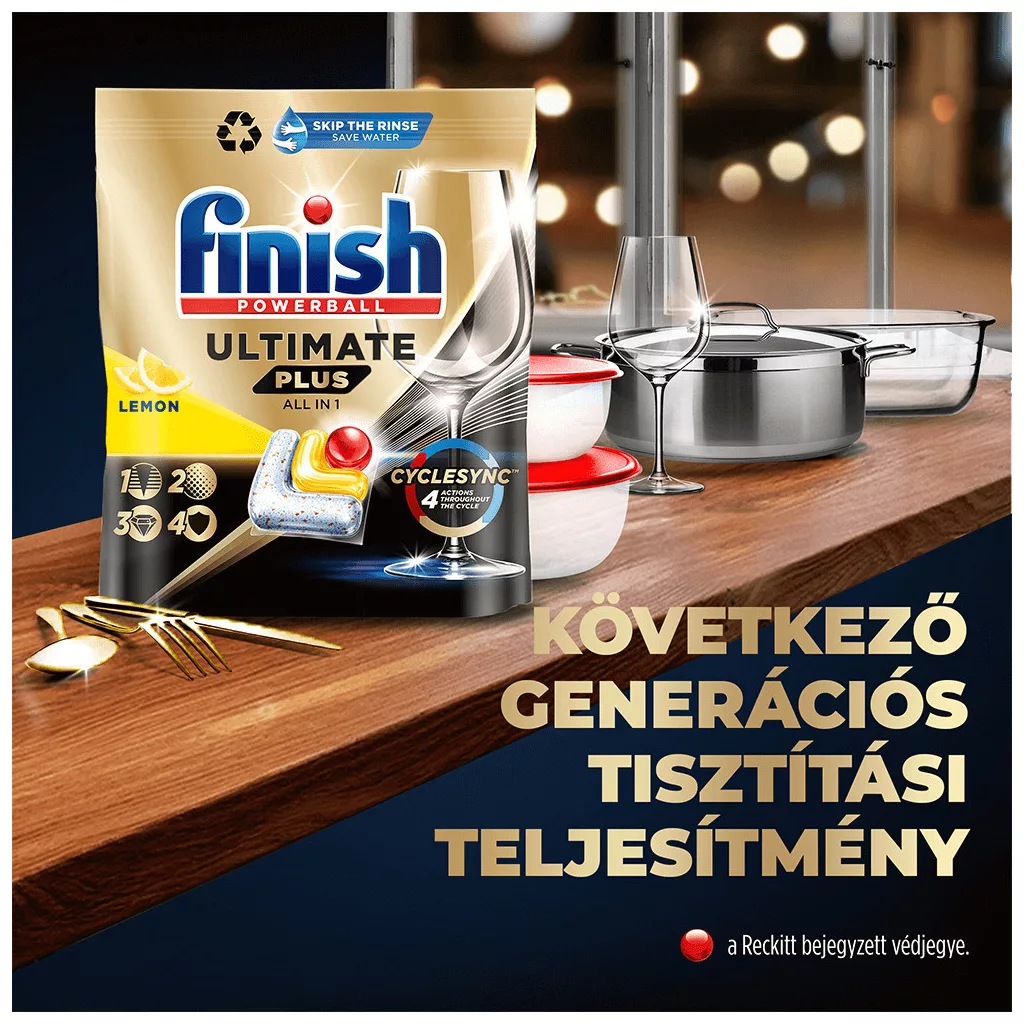 Finish Powerball Ultimate Plus All in 1 mosogatógép-kapszula, lemon (2x90 db)