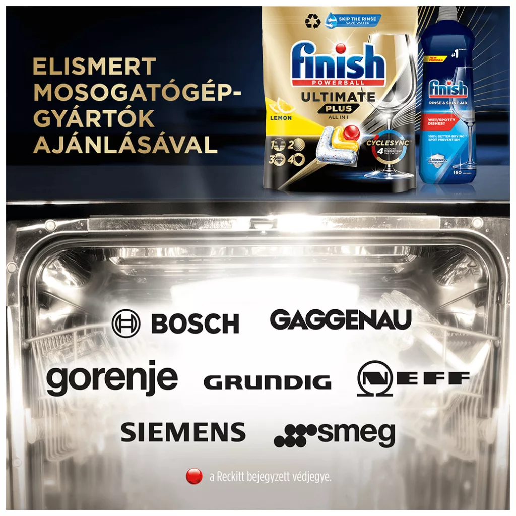 Finish Powerball Ultimate Plus All in 1 mosogatógép-kapszula, lemon (2x90 db)