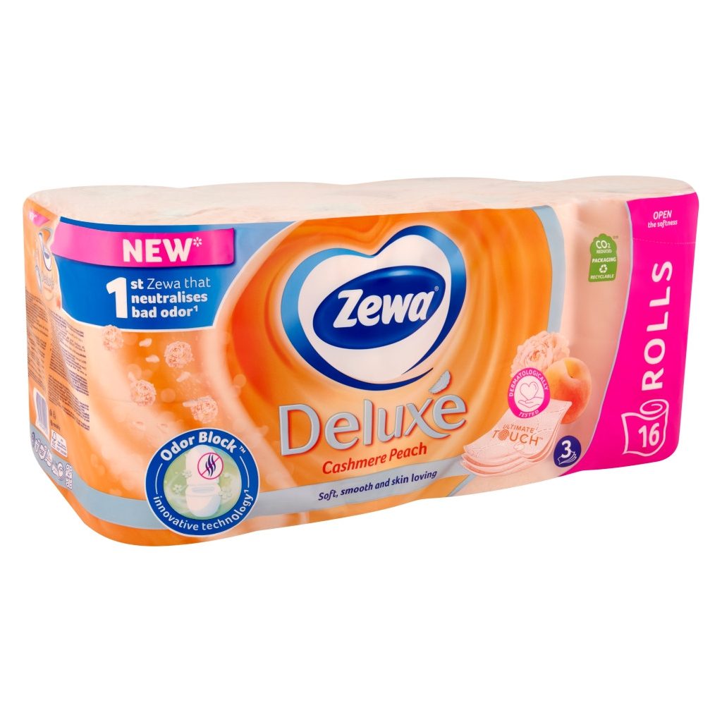 Zewa Deluxe Cashmere Peach toalettpapír 3 rétegű (16 tekercs) + Zewa Almond Milk nedves toalettpapír (42 db)