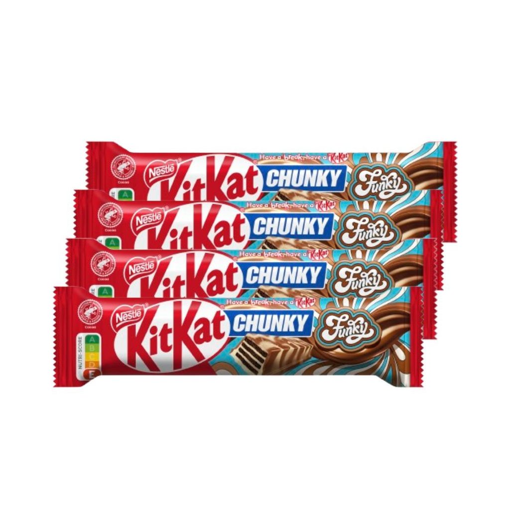 KitKat Chunky Funky ropogós kakaós ostya tejcsokoládéban és fehér bevonóban (4x40 g)