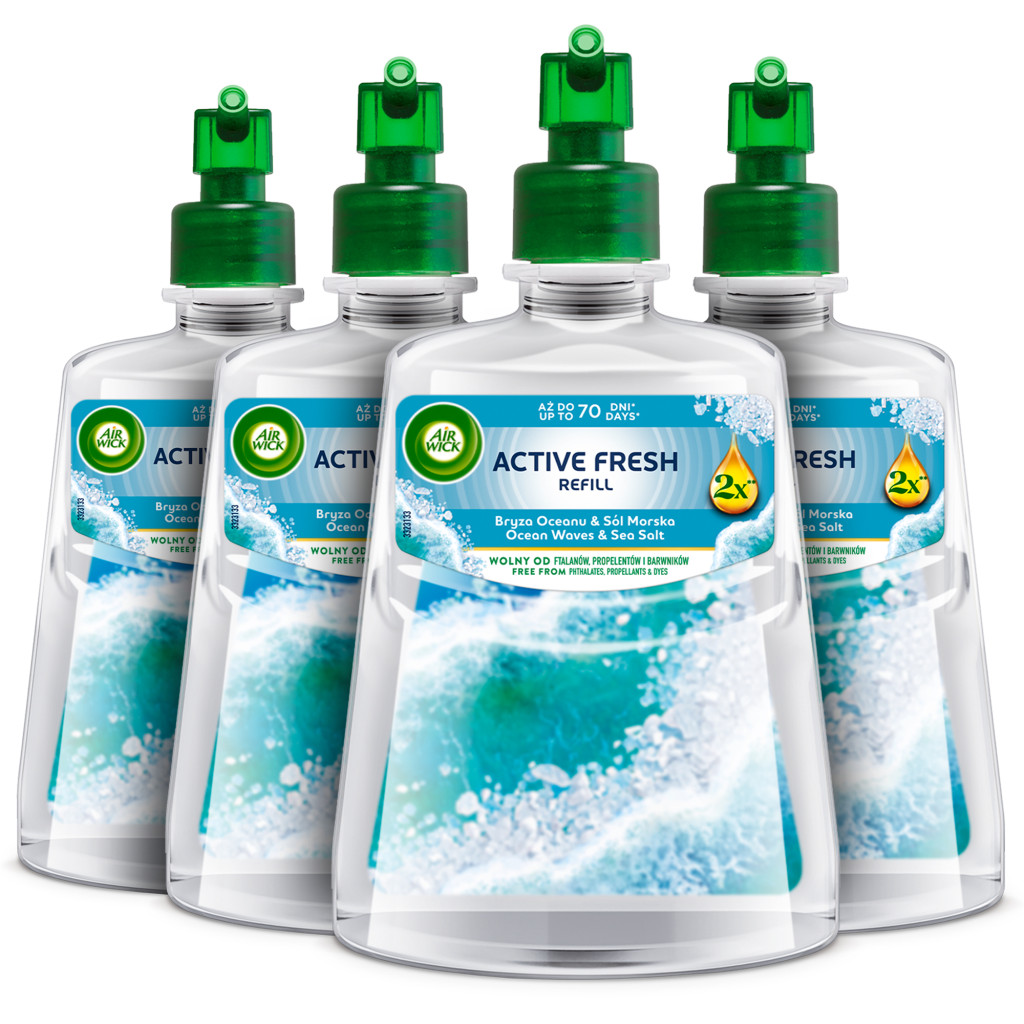 Air Wick Active Fresh Automata Légfrissítő spray utántöltő, Óceáni szellő és tengeri só (4x228 ml)