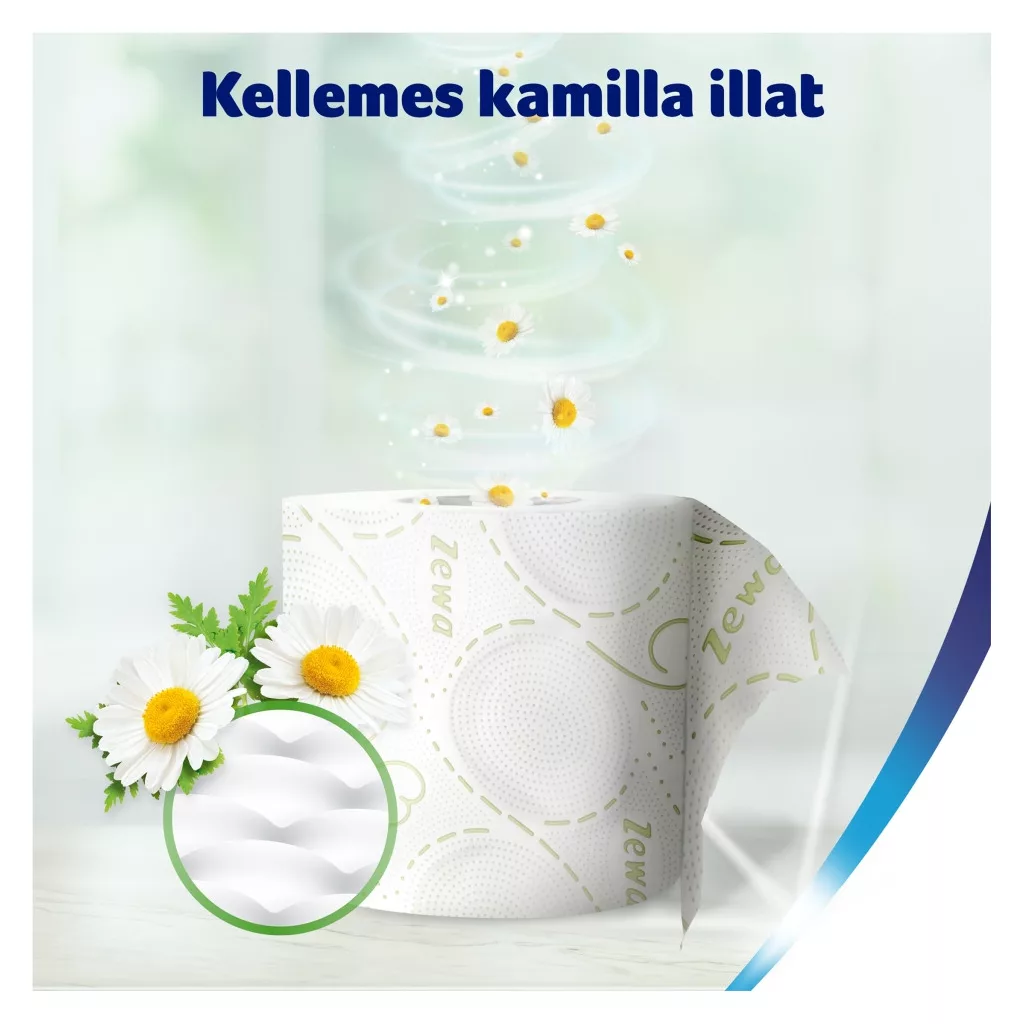 Zewa Deluxe Camomile Comfort toalettpapír 3 rétegű (16 tekercs) + Zewa Natural Camomile nedves toalettpapír (42 db)