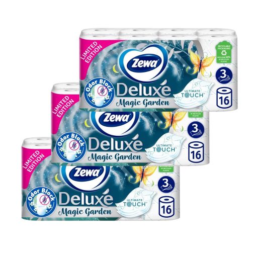 Zewa Deluxe Magic Garden toalettpapír 3 rétegű (3x16 tekercs) + ajándék nedves wc-papír