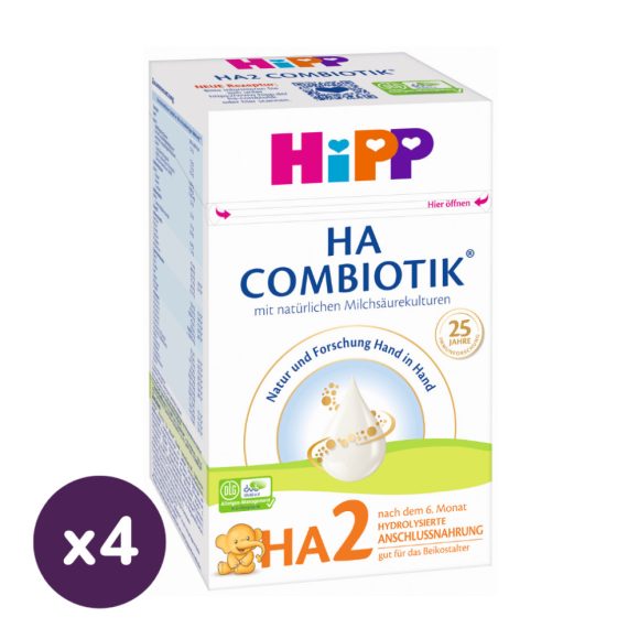 Hipp HA2 Combiotik tajalapú anyatej-kiegészítő tápszer fehérjehidrolizátumból 6 hó+ (4x600 g)