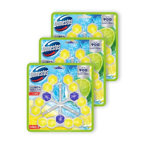 Domestos Power5 WC frissítő blokk, Lime (3x3x50 g) + ajándék vileda