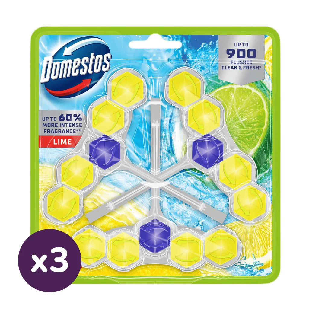 Domestos Power5 WC frissítő blokk, Lime (3x3x50 g)