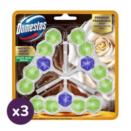   Domestos Aroma Lux WC frissítő blokk, White Rose Dream, koncentrált illóolajokkal (3x3x50 g)