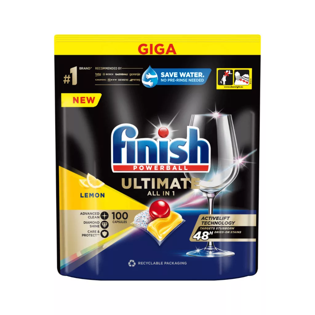 Finish Powerball Ultimate All in 1 mosogatógép-kapszula, lemon (2x100 db)