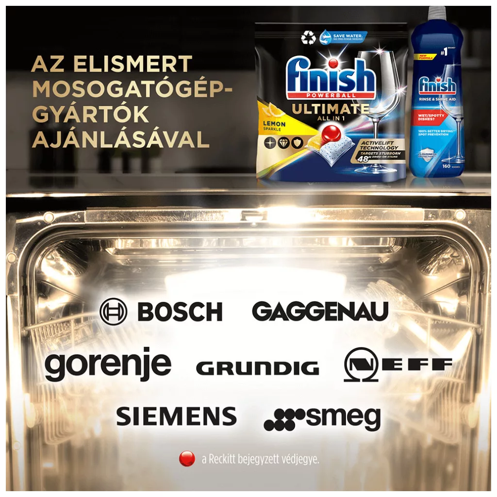 Finish Powerball Ultimate All in 1 mosogatógép-kapszula, lemon (2x100 db)