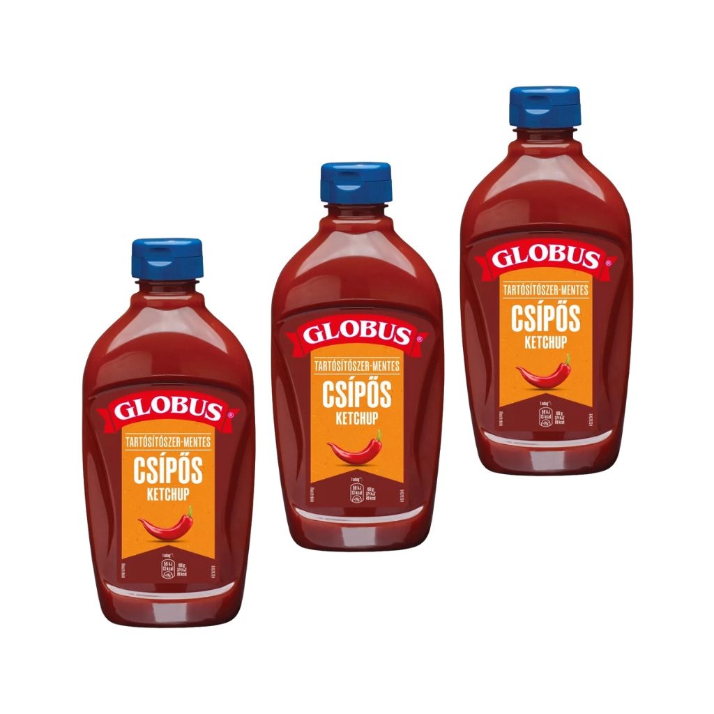 Globus Csípős Ketchup, flakonos (3x470 g)