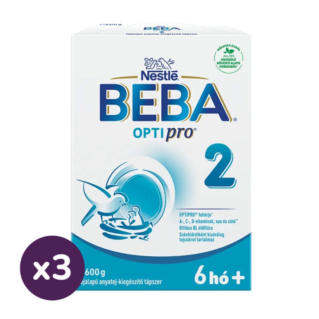 BEBA OptiPro 2 tejalapú anyatej-kiegészítő tápszer 6 hó+ (3x600 g)