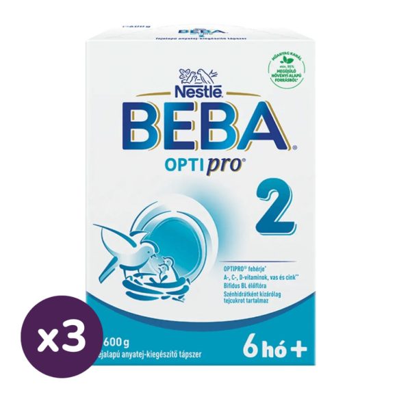BEBA OptiPro 2 tejalapú anyatej-kiegészítő tápszer 6 hó+ (3x600 g)
