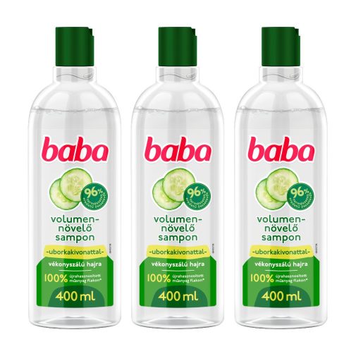 Baba sampon, uborkakivonattal vékonyszálú hajra (3x400 ml) + ajándék törölköző