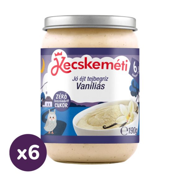 Kecskeméti Jó éjszakát desszert vaníliás tejbegríz, 6 hó+ (6x190 g)
