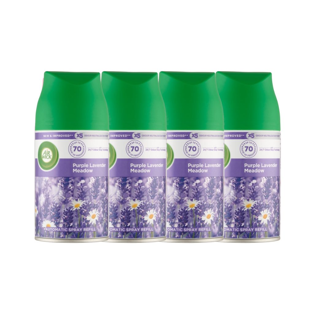 Air Wick Freshmatic Automata Légfrissítő spray utántöltő, Lila Levendula Mező (4x250ml)