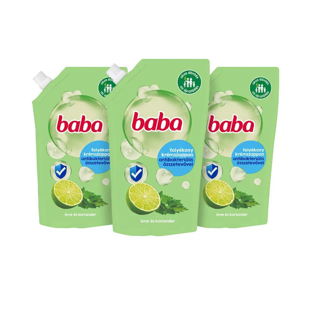 Baba folyékony szappan utántöltő antibakteriális lime és koriander illattal (3x500 ml)