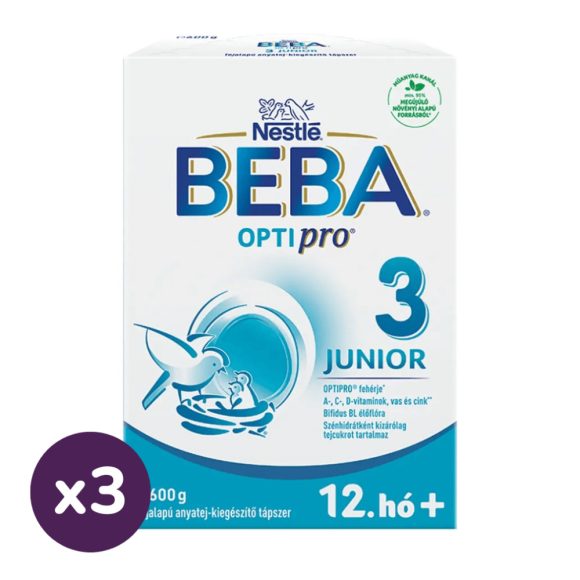 BEBA OptiPro 3 Junior tejalapú anyatej kiegészítő tápszer 12 hó+ (3x600 g)