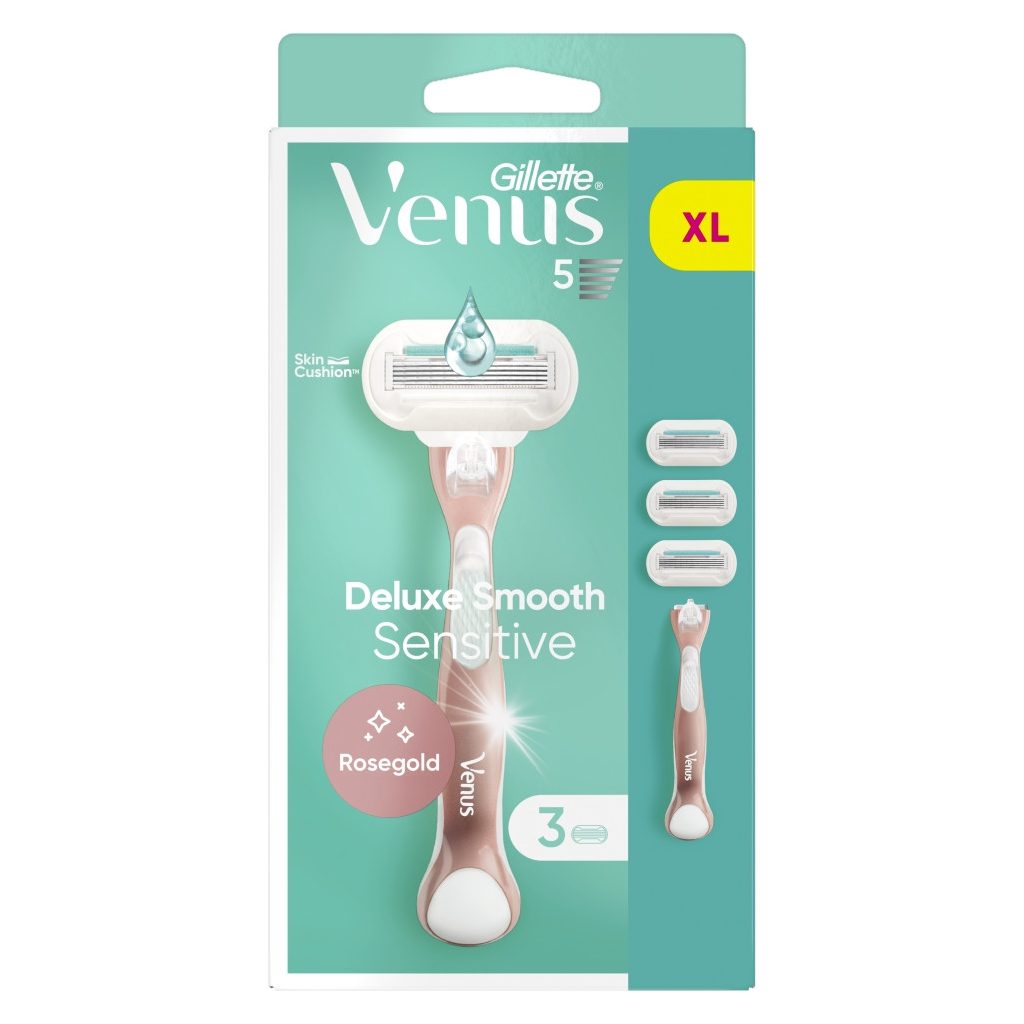 Gillette Venus Deluxe Smooth Sensitive női borotva 3 db borotvabetéttel (2 db)