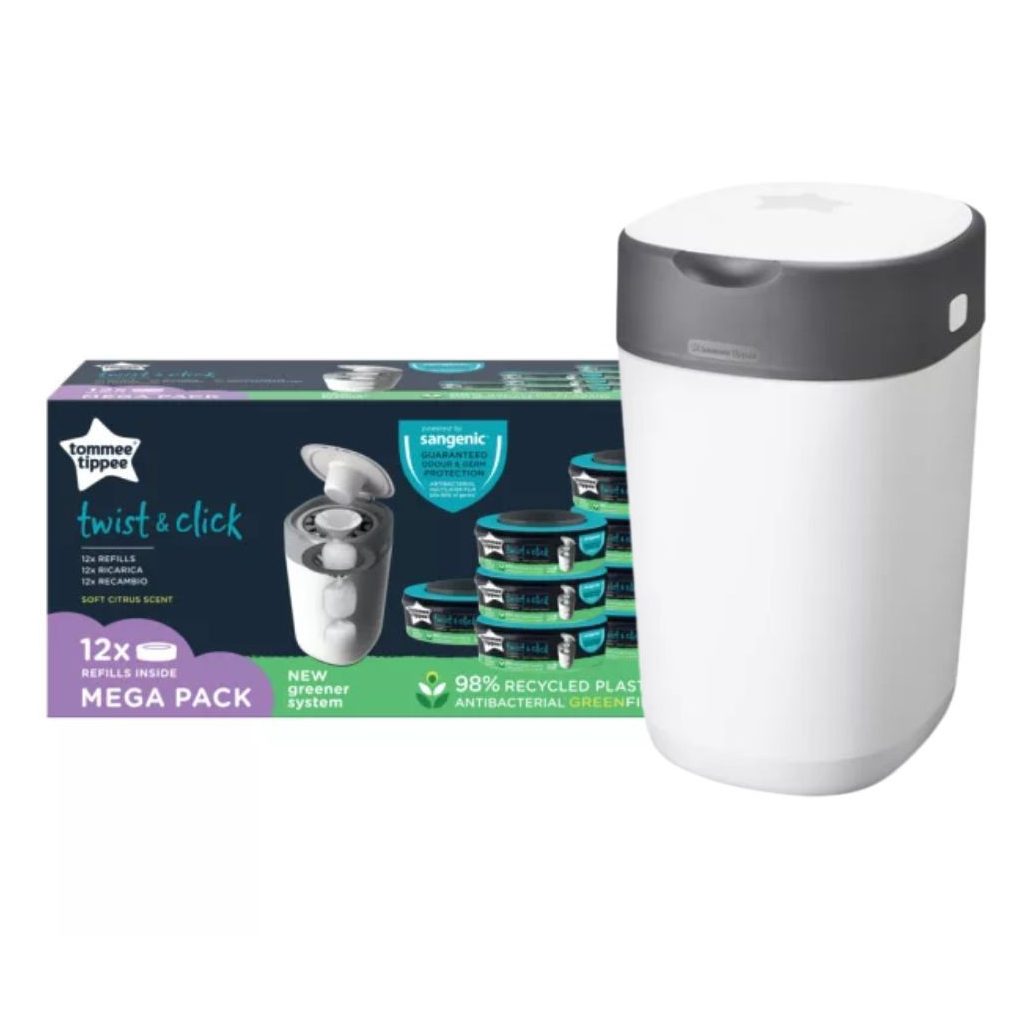 Tommee Tippee Twist&Click Sangenic pelenkatároló szemetes (kuka) + pelenka kuka utántöltő (12 db)
