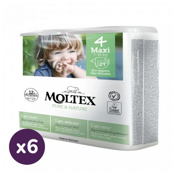 MOLTEX Pure&Nature öko pelenka, Maxi 4, 7-18 kg HAVI PELENKACSOMAG 174 db