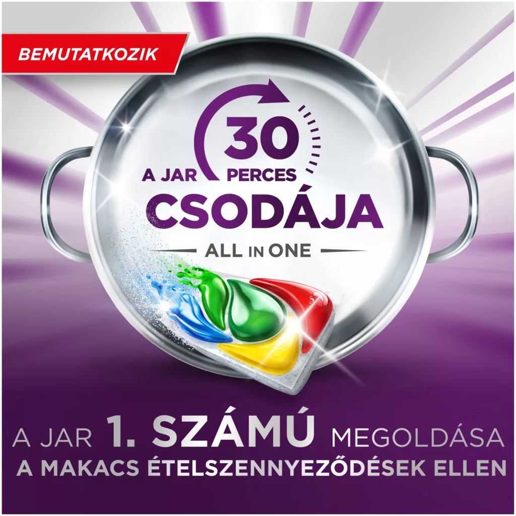 INGYENES SZÁLLÍTÁS - Jar Our 30 Minute Miracle Platinum Plus Mosogatókapszula Lemon (2x155 db) + AJÁNDÉK Jar Power Spray