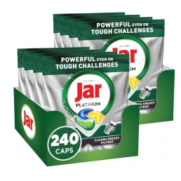   INGYENES SZÁLLÍTÁS - Jar Platinum All in One Mosogatókapszula Lemon (2x240 db) + AJÁNDÉK Jar Power Spray