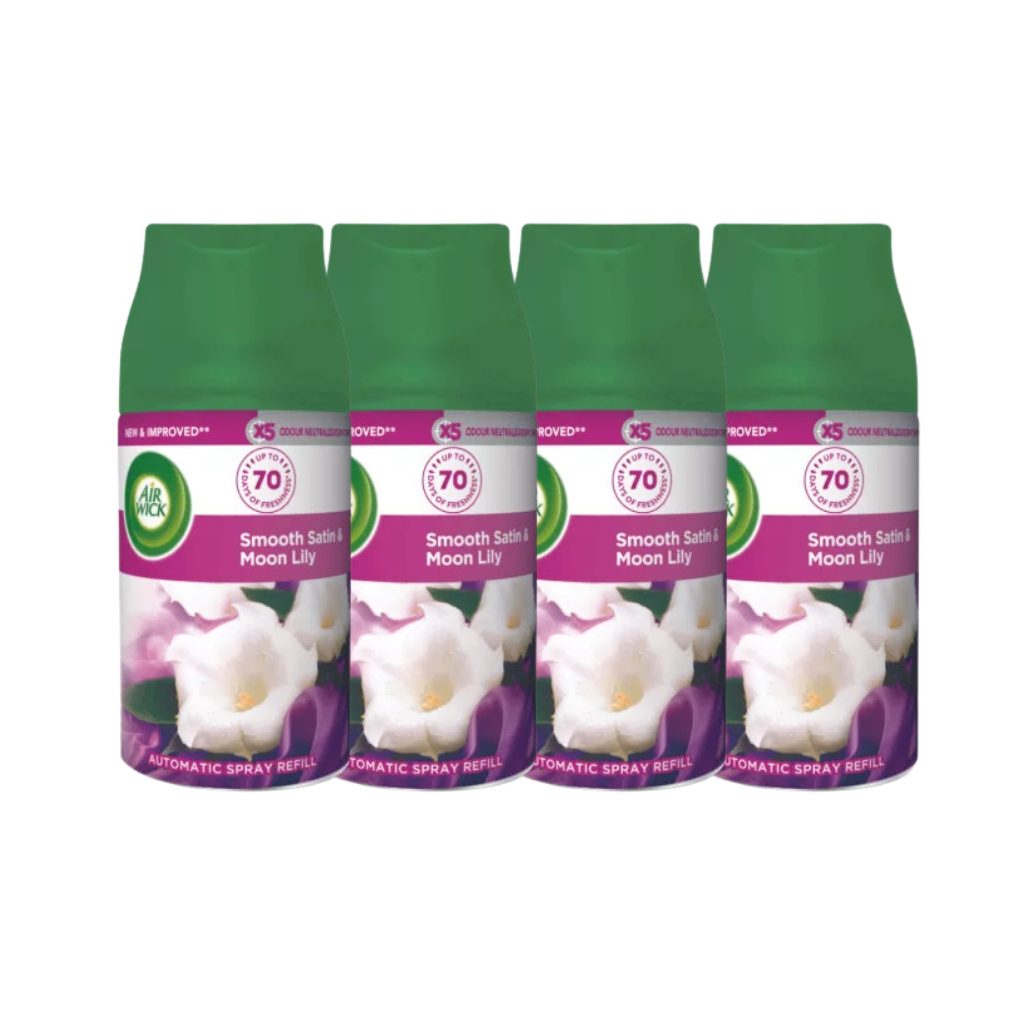 Air Wick Freshmatic Automata Légfrissítő spray utántöltő, Bársonyos Szatén és Éji Liliom (4x250 ml)