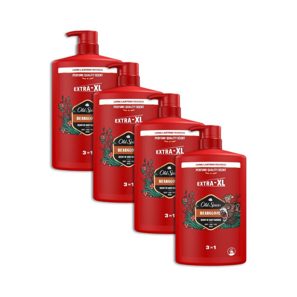 Old Spice Bearglove 3 az 1-ben Tusfürdő és Sampon (4x1000 ml)