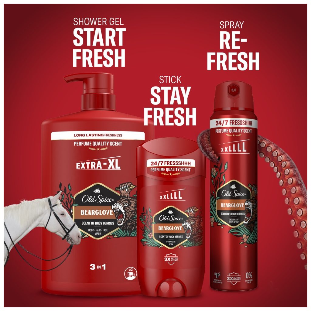 Old Spice Bearglove 3 az 1-ben Tusfürdő és Sampon (4x1000 ml)