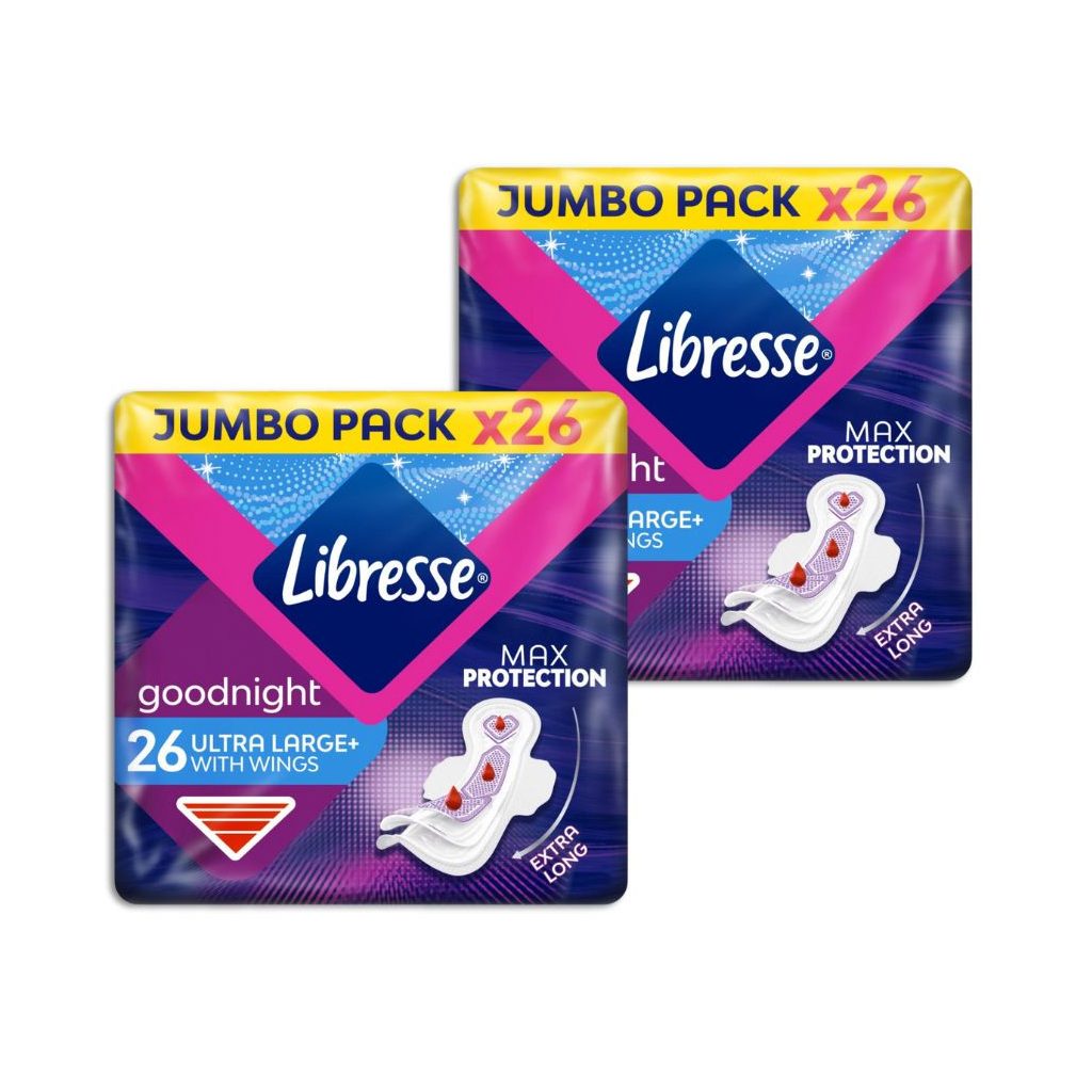 Libresse Ultra Large+ Goodnight szárnyas éjszakai egészségügyi betét (2x26 db)
