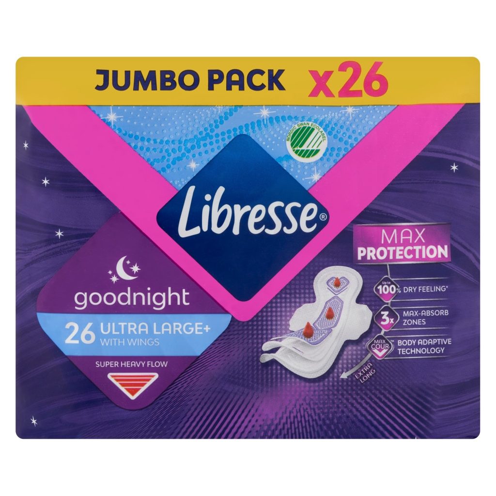 Libresse Ultra Large+ Goodnight szárnyas éjszakai egészségügyi betét (2x26 db)