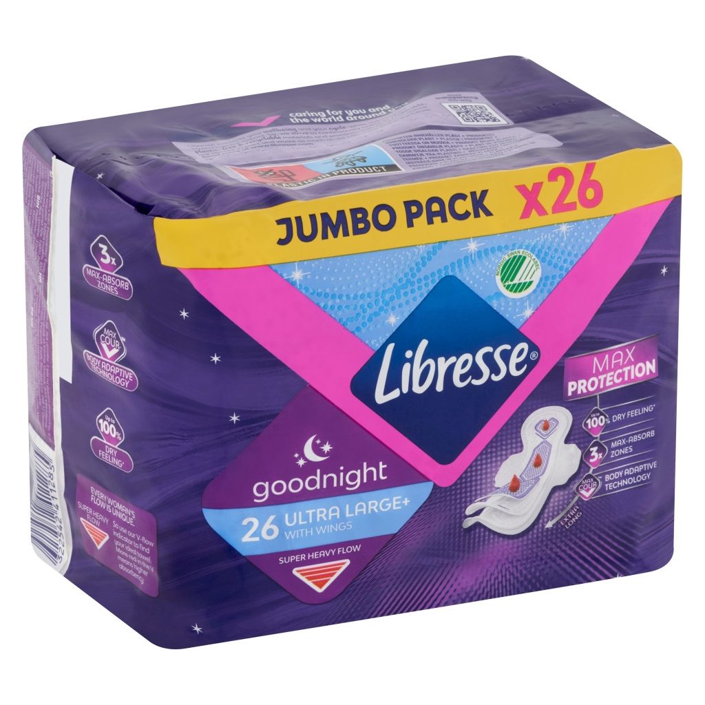 Libresse Ultra Large+ Goodnight szárnyas éjszakai egészségügyi betét (2x26 db)