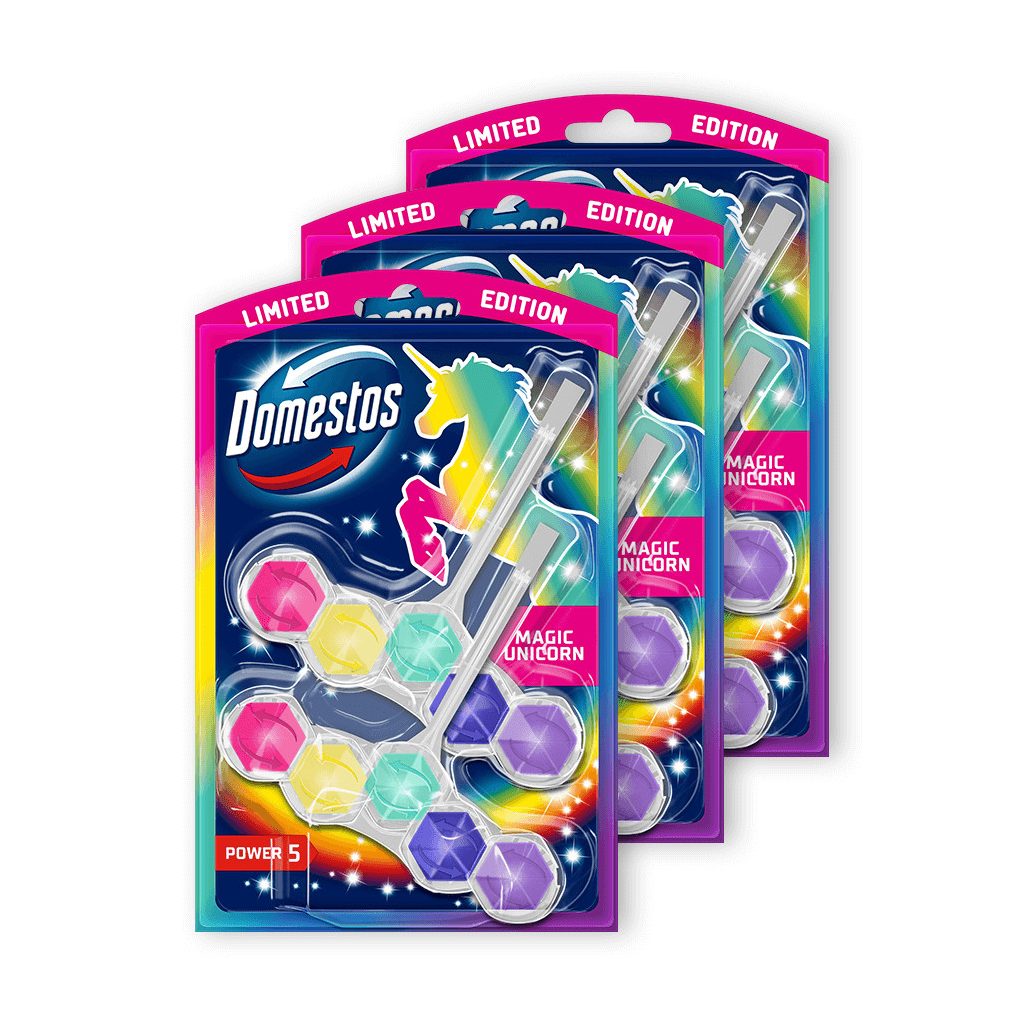 Domestos Power5 WC frissítő blokk, Magic Unicorn (3x2x50 g)