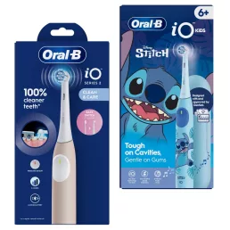   Oral-B iO2 Elektromos fogkefe, Calm pink + Oral-B Kids Stitch elektromos fogkefe utazótokkal