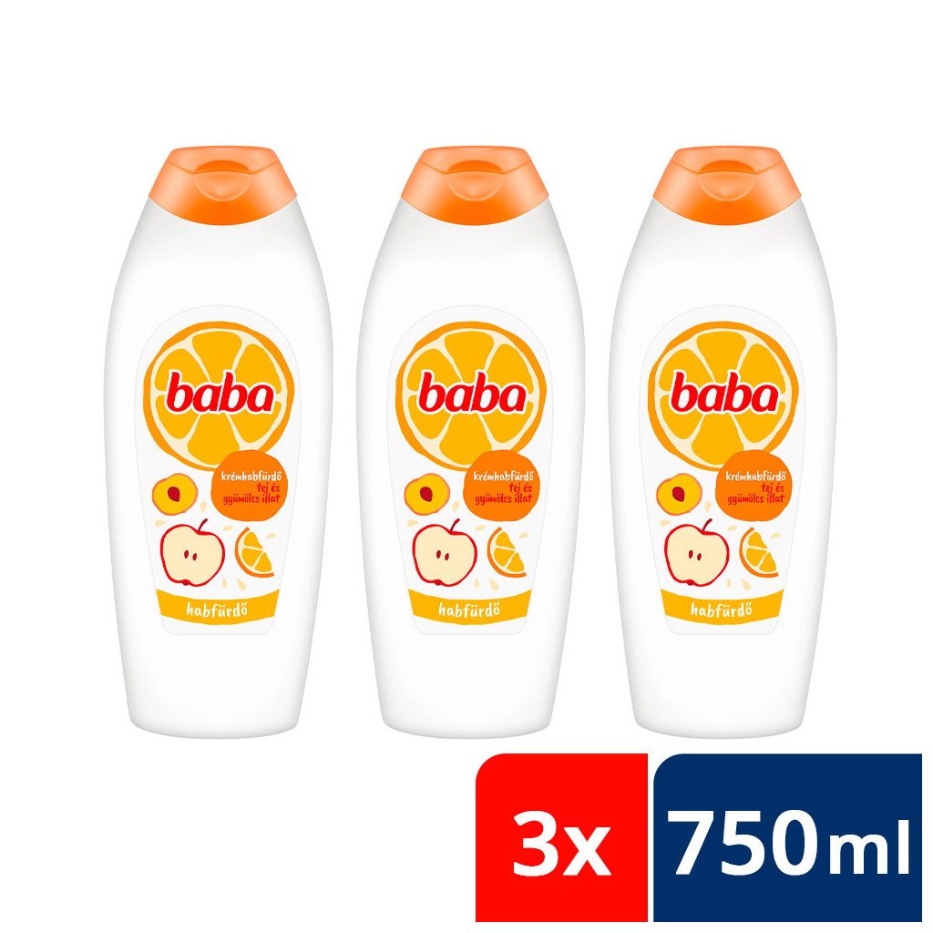 Baba habfürdő tej és gyümölcs illattal 3x750 ml