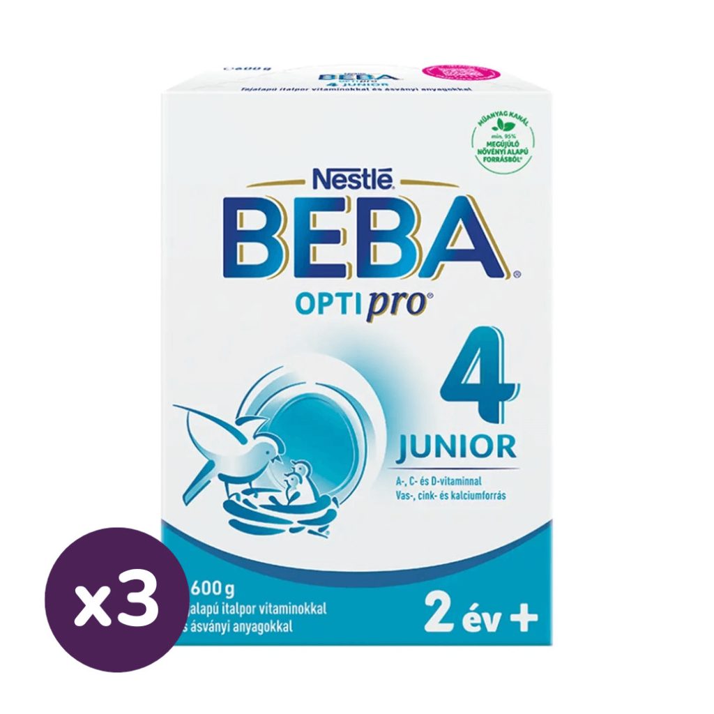 BEBA OptiPro 4 Junior tejalapú italpor vitaminokkal és ásványi anyagokkal 24 hó+ (3x600 g)