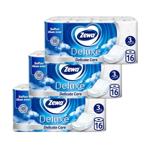 Zewa Deluxe Delicate Care toalettpapír 3 rétegű (3x16 tekercs) + ajándék nedves wc-papír