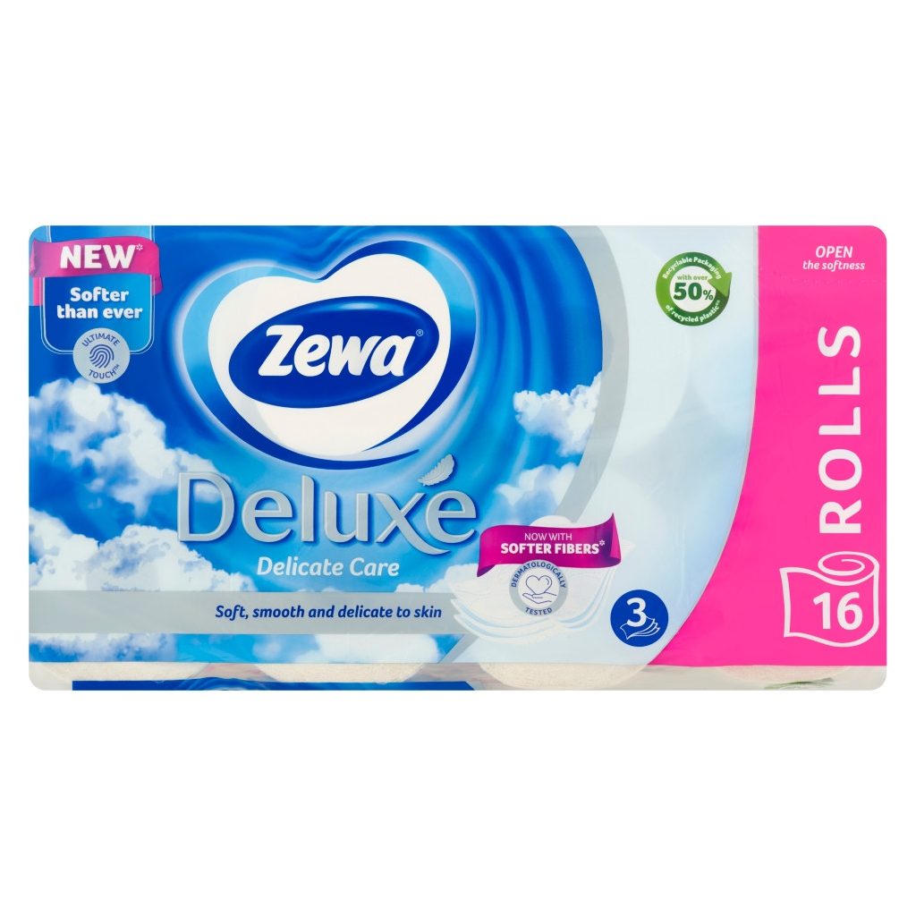 Zewa Deluxe Delicate Care toalettpapír 3 rétegű (16 tekercs) + Zewa Sensitive nedves toalettpapír (42 db)