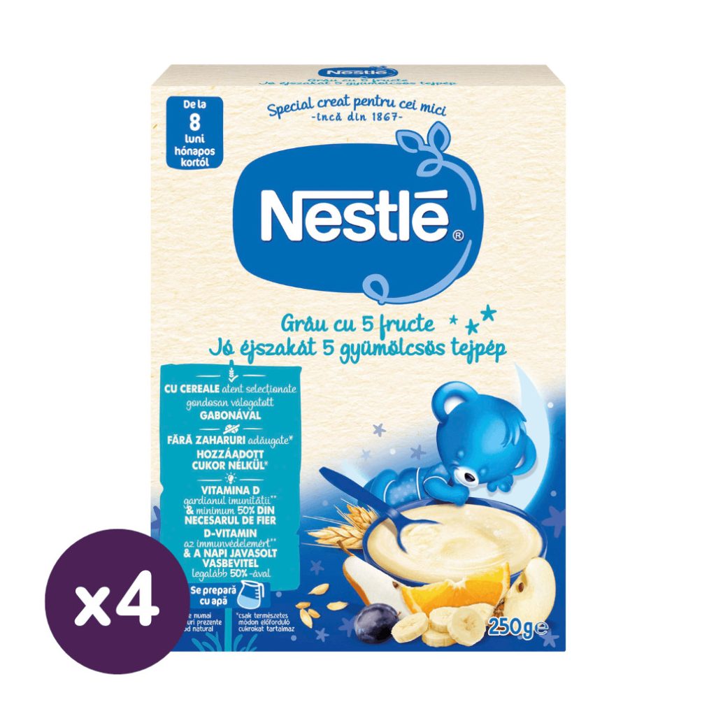 Nestlé Jó éjszakát 5 gyümölcsös tejpép 8 hó+ (4x250 g)