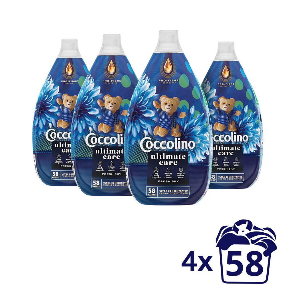 Coccolino Fresh Sky ultrakoncentrált öblítő 4x870 ml (232 mosás)
