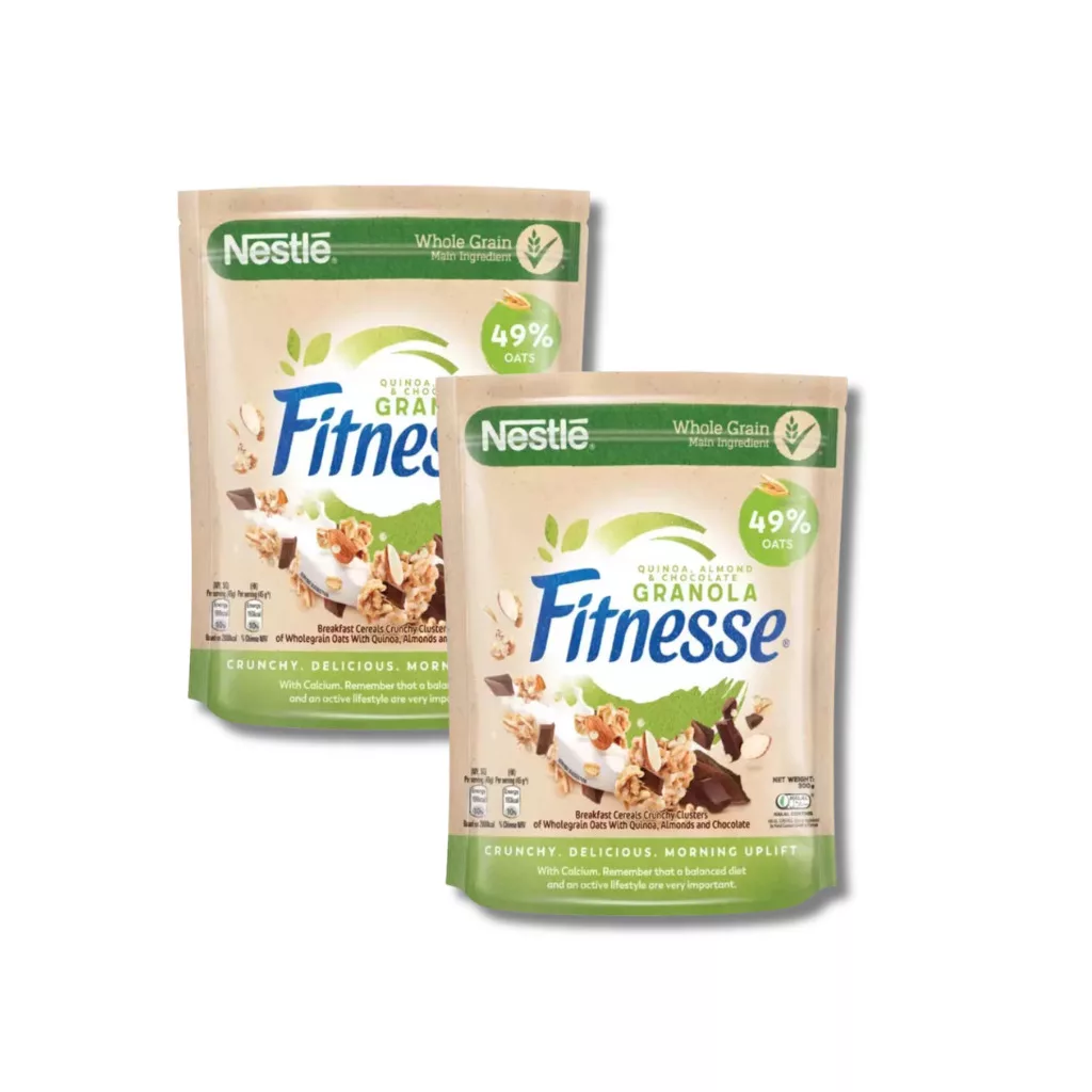 Nestlé Fitness Granola Quinoa Choco Almond - Ropogós gabonafalatok zabpehellyel, csokoládéval, mandulával, quinoaval és ásványi anyagokkal (2x300g)