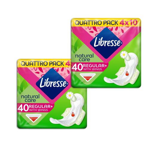 Libresse Regular+ Natural Care szárnyas egészségügyi betét (2x40 db)