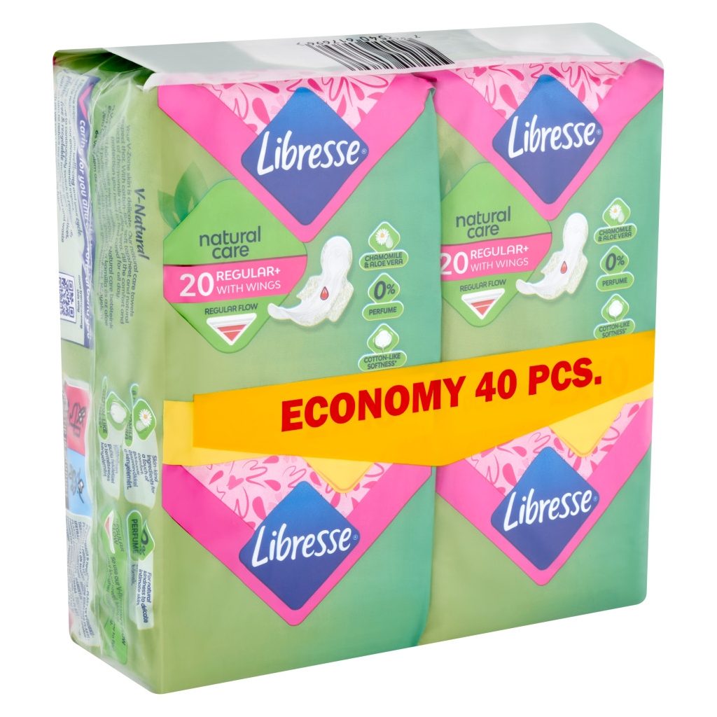 Libresse Regular+ Natural Care szárnyas egészségügyi betét (2x40 db)