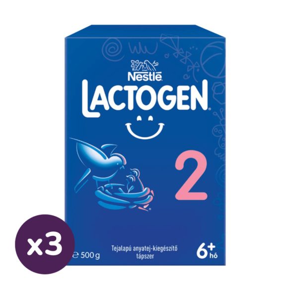 Nestlé Lactogen 2 tejalapú anyatej-kiegészítő tápszer 6 hó+ (3x500 g)