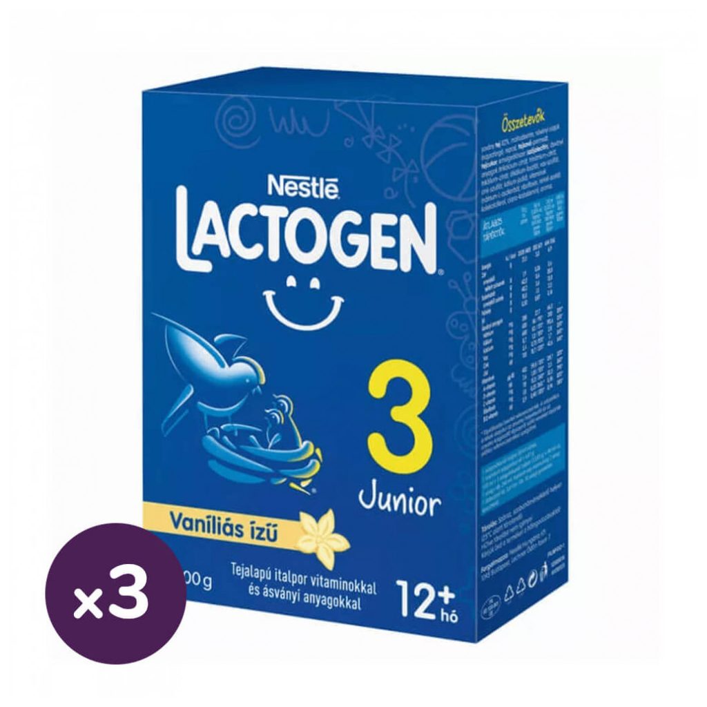 Nestlé Lactogen 3 vaníliás Junior tejalapú italpor 12 hó+ (3x500 g)