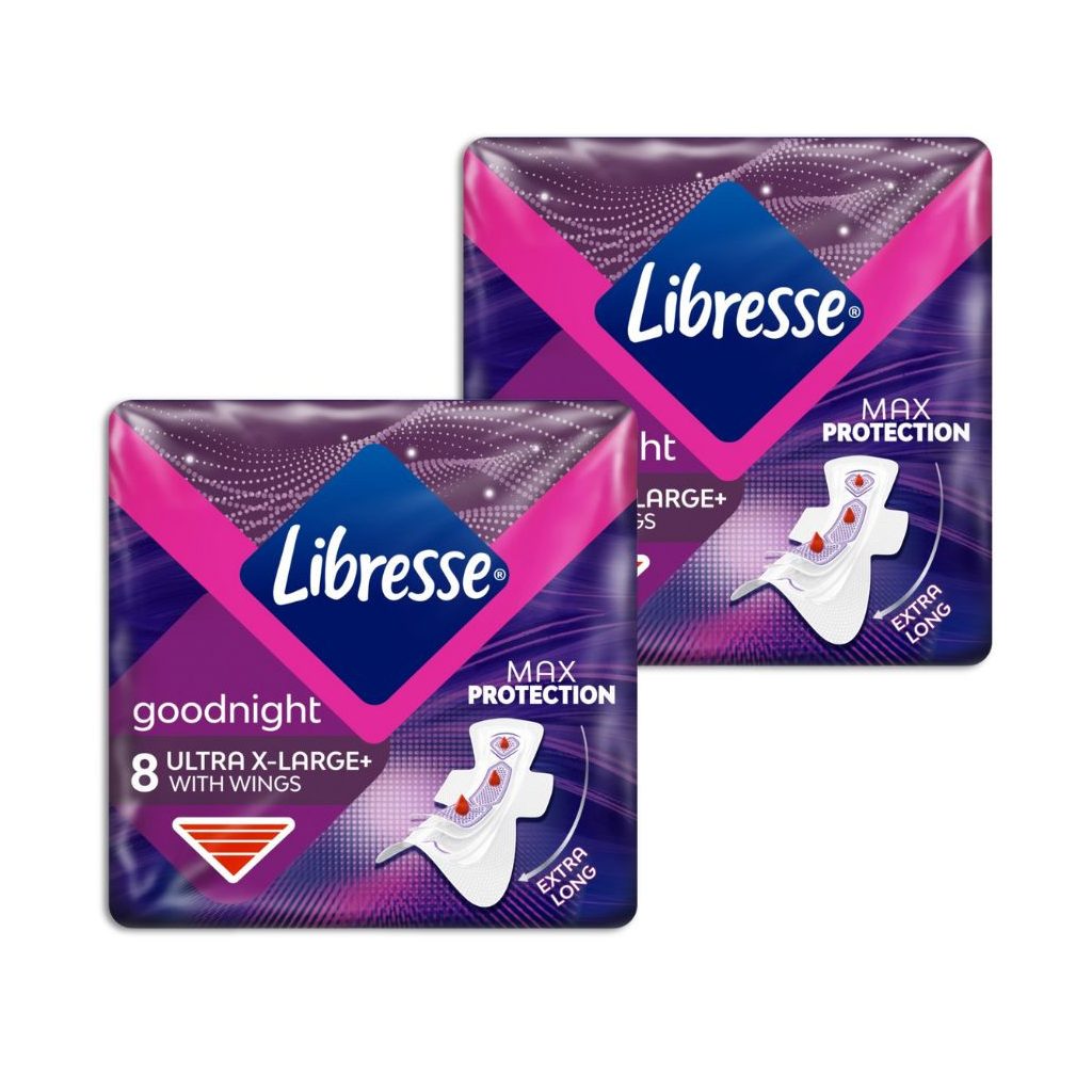 Libresse Ultra+ X-Large Goodnight szárnyas éjszakai egészségügyi betét (2x8 db)
