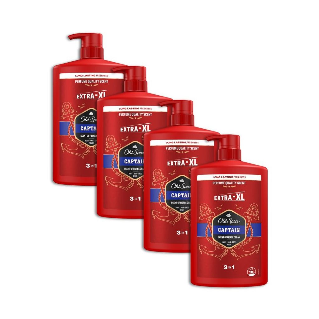 Old Spice Captain 3 az 1-ben Tusfürdő és Sampon (4x1000 ml)