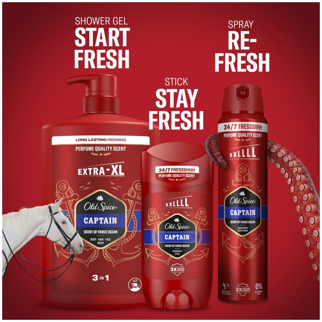 Old Spice Captain 3 az 1-ben Tusfürdő és Sampon (4x1000 ml)