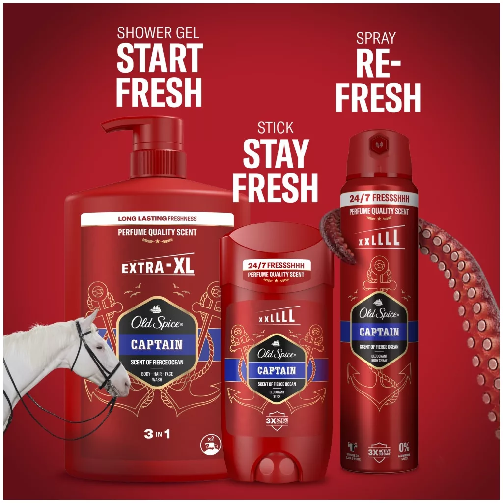 Old Spice Captain 3 az 1-ben Tusfürdő és Sampon (4x1000 ml)